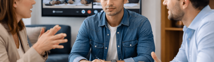 Profissional em silêncio durante reunião internacional de negócios